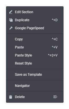 Elementor PageSpeed Context Menu