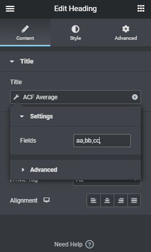 Dynamic tag example - controls