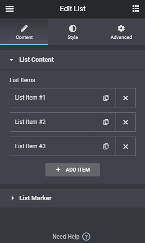 Elementor List Widget