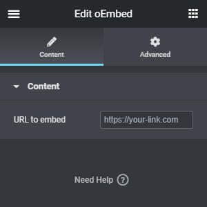 Elementor oEmbed Widget